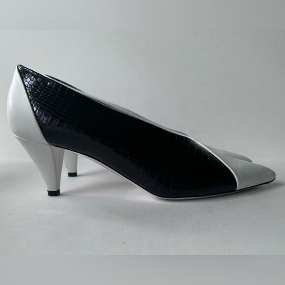 Givenchy Mod Black & White Lambskin & Exotic Pointed Toe Heels 38.5 EU 8 US - Picture 8 of 16